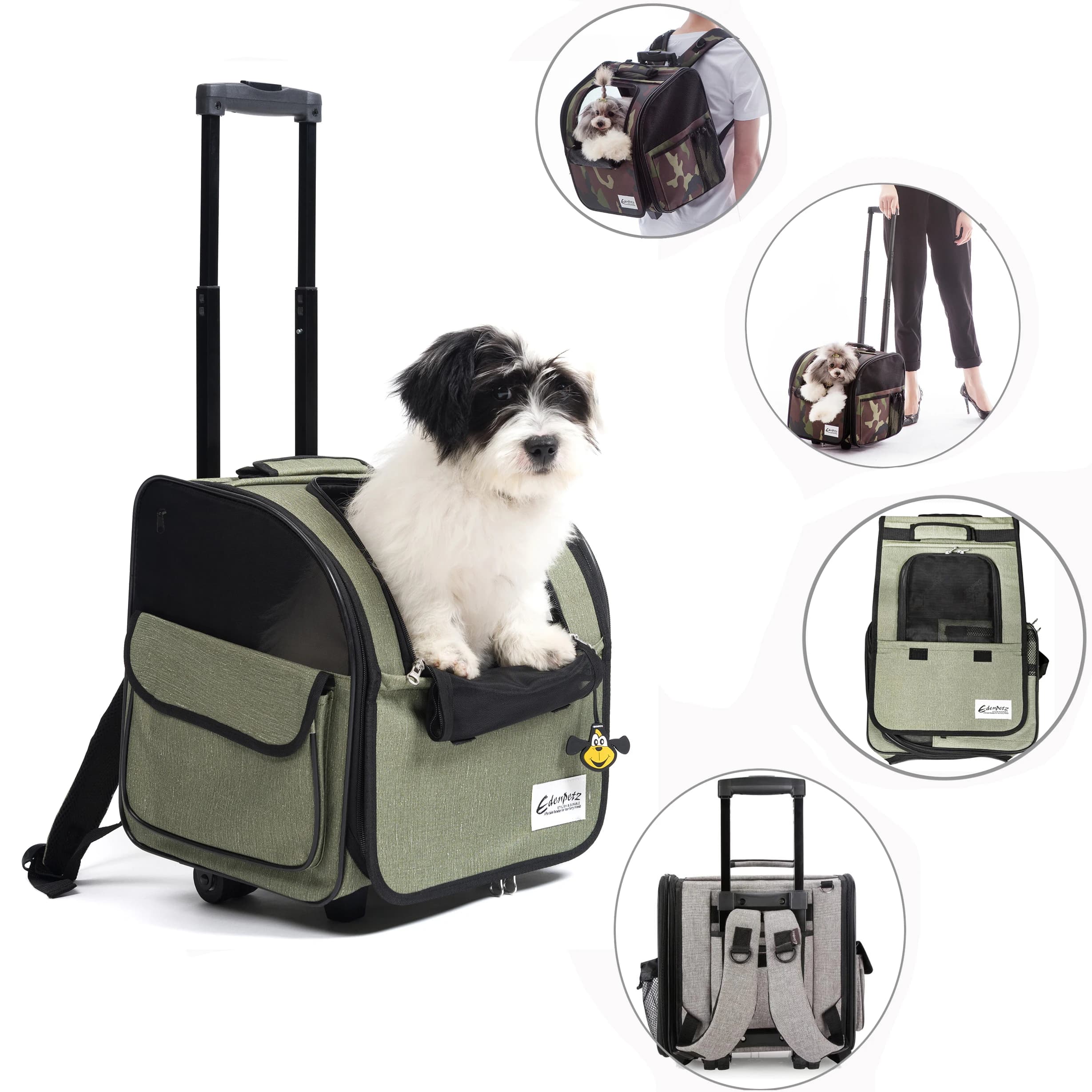 EdenPetz Pet Dog Cat Trolley Rolling bagagli zaino Pet passeggino Animal Travel House valigia Pet Wheel Carrier