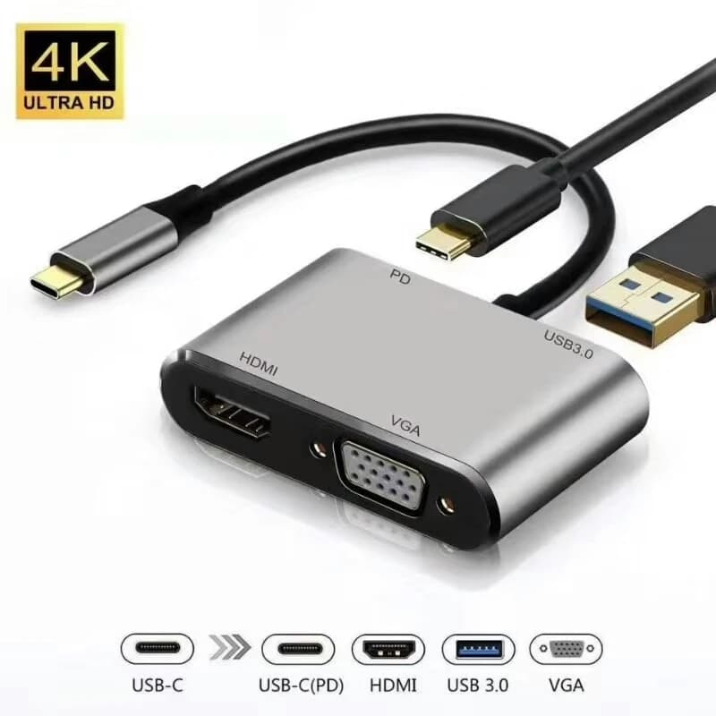 USB Type C 3.1 to HDMI compatible 4K VGA 1080P USB 3.0 Hub Thunderbolt 3 USBC 60W PD port splitter cable for MacBook Pro/XPS 13