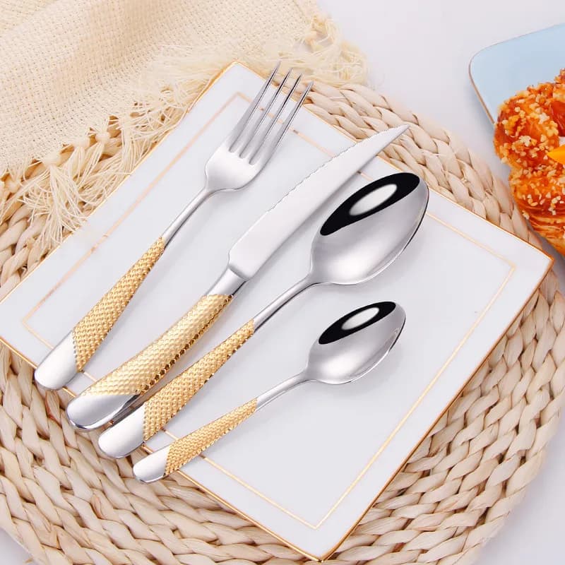 Stoviglie complete per Set di posate da cucina Set di posate in acciaio inossidabile oro Set da tavola forchetta cucchiaio coltello Set di stoviglie Dropshipping