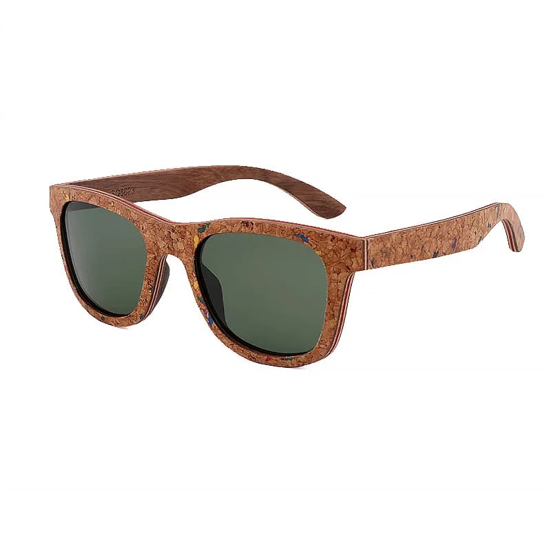Retro Fashion Bamboo Cork Wood Polarized Sunglasses for Men Driving Square Style UV 400 Sun Glasses Male Designer