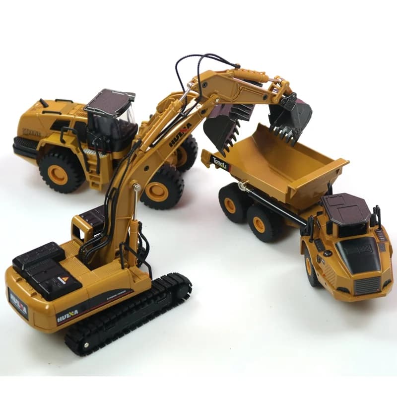 HUINA 1:50 autocarro con cassone ribaltabile escavatore pala gommata pressofuso in metallo modello veicolo da costruzione giocattoli per ragazzi regalo di compleanno collezione di auto