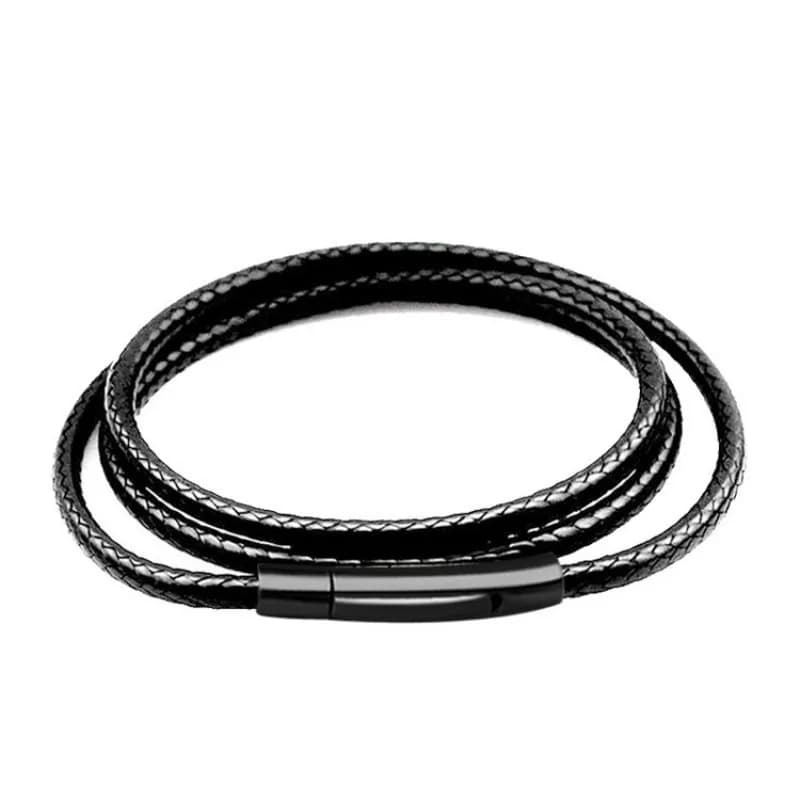 2mm 3mm Uomo Donna Cavo in pelle intrecciata nera Collana a catena con chiusura sicura in acciaio inossidabile per ciondolo Gioielli fai da te 60cm 70cm