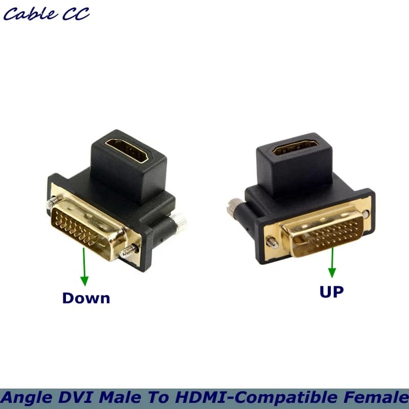 Adattatore DVI maschio a femmina compatibile HDMI con angolo di 90 gradi, utilizzato per computer, HDTV. Macchina industriale TV e scheda grafica