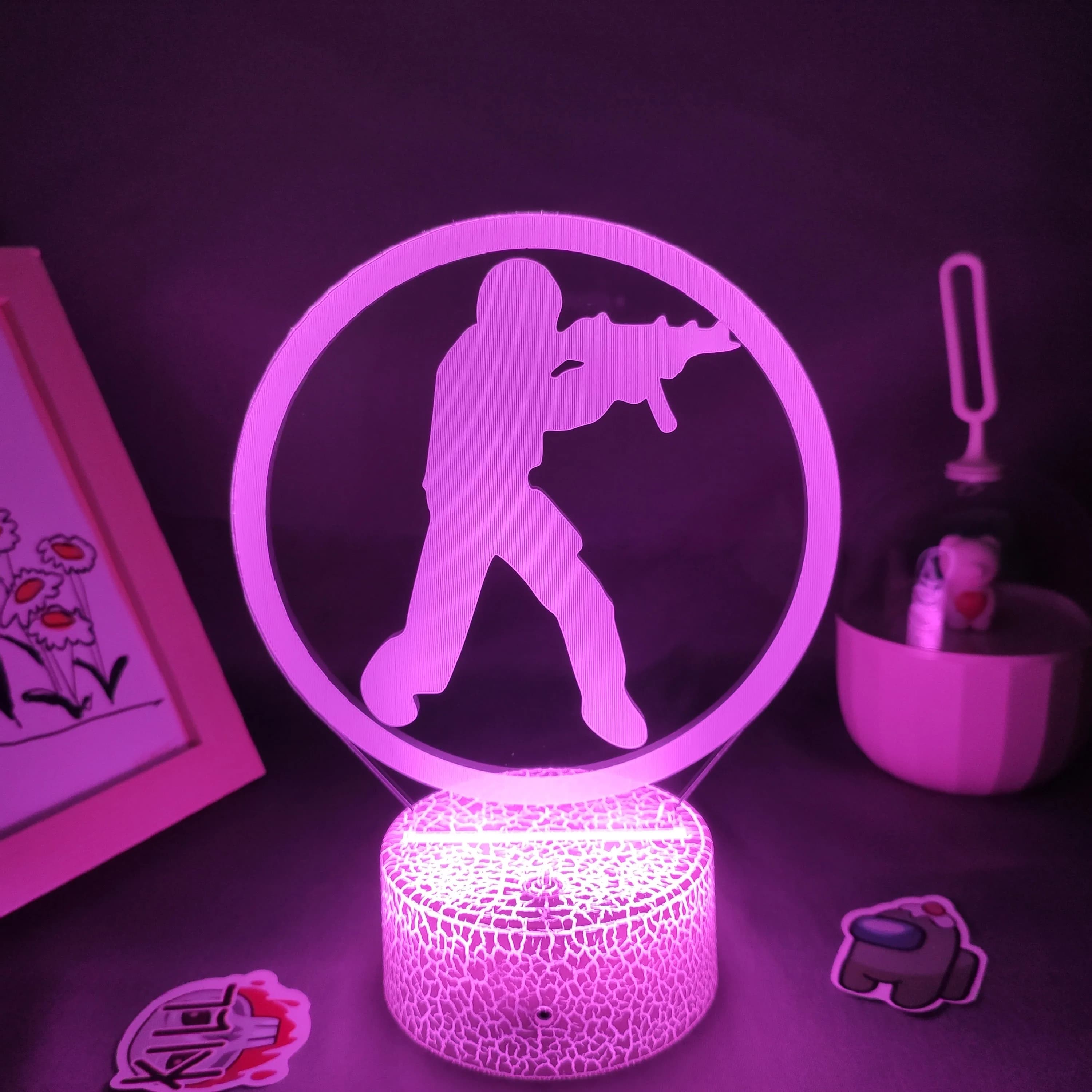 CS GO Counter-Strike Gioco LOGO Mark Lampade 3D Led Neon RGB Luci notturne Regali di compleanno Camera da letto Comodino Decorazione colorata