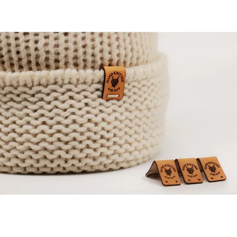 30 etichette personalizzate in pelle per maglieria Etichette fatte a mano per cucire abbigliamento all'uncinetto con logo del marchio Etichette per articoli lavorati a maglia fai-da-te