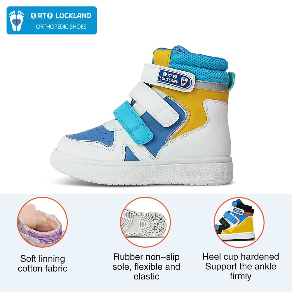 Scarpe per bambini per bambini Scarpe da ginnastica ortopediche per bambini Supporto per caviglia con schienale alto Suola antiscivolo in pelle Calzature da corsa 2-7 anni