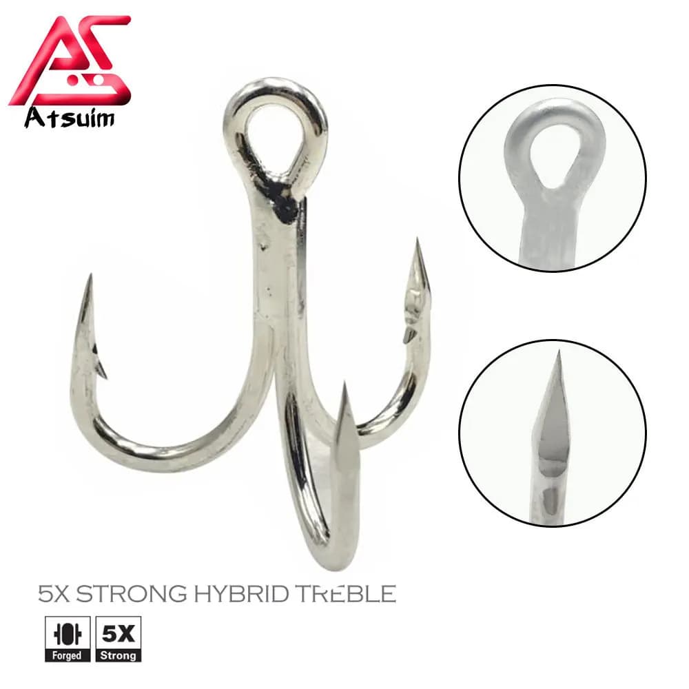 AS 5pcs Big Game 5X Treble Hooks gonne in acciaio BKK 3/0 forte forza ibrida ancoraggio ami da pesca Jigging ganci richiamo di carbonio