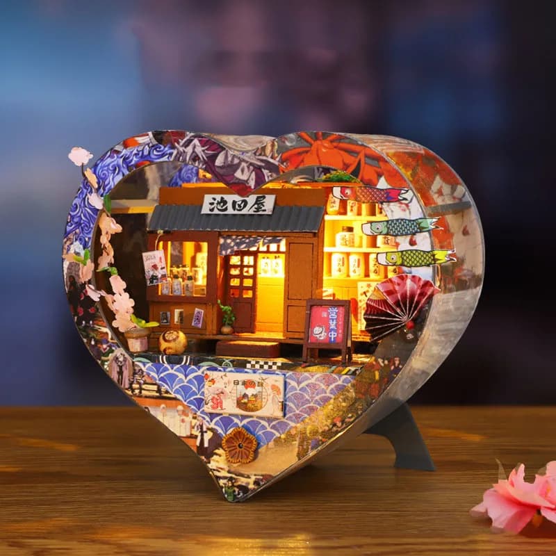 Casa delle bambole in legno fai-da-te mobili in miniatura con Kit LED Wine Shop case delle bambole assemblare giocattolo per bambini regalo di natale Casa