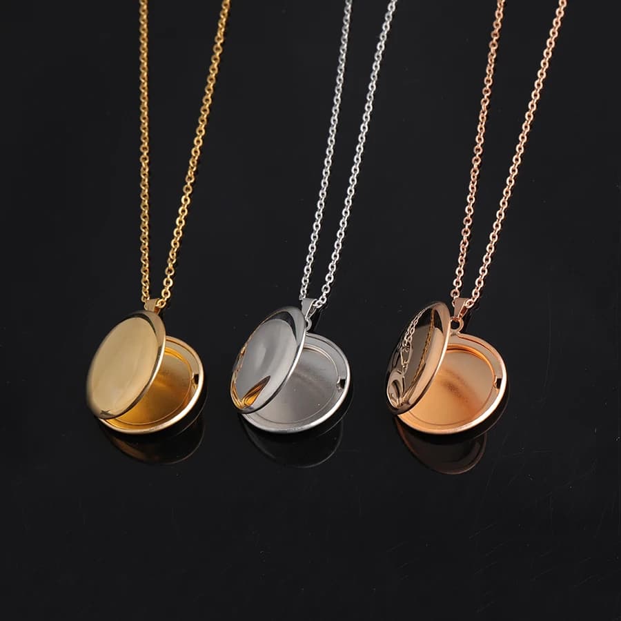 Collana con ciondolo medaglione con cornice rotonda fai da te in acciaio inossidabile lucidato a specchio Fnixtar 10 pezzi/lotto