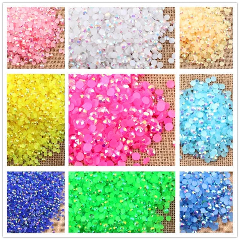 2-6mm 1000Pcs Jelly Pink Round Resin Rhinestones Crystal Clear AB Flatback For Clothes 3D Nail Decorations Phone Art Glue On