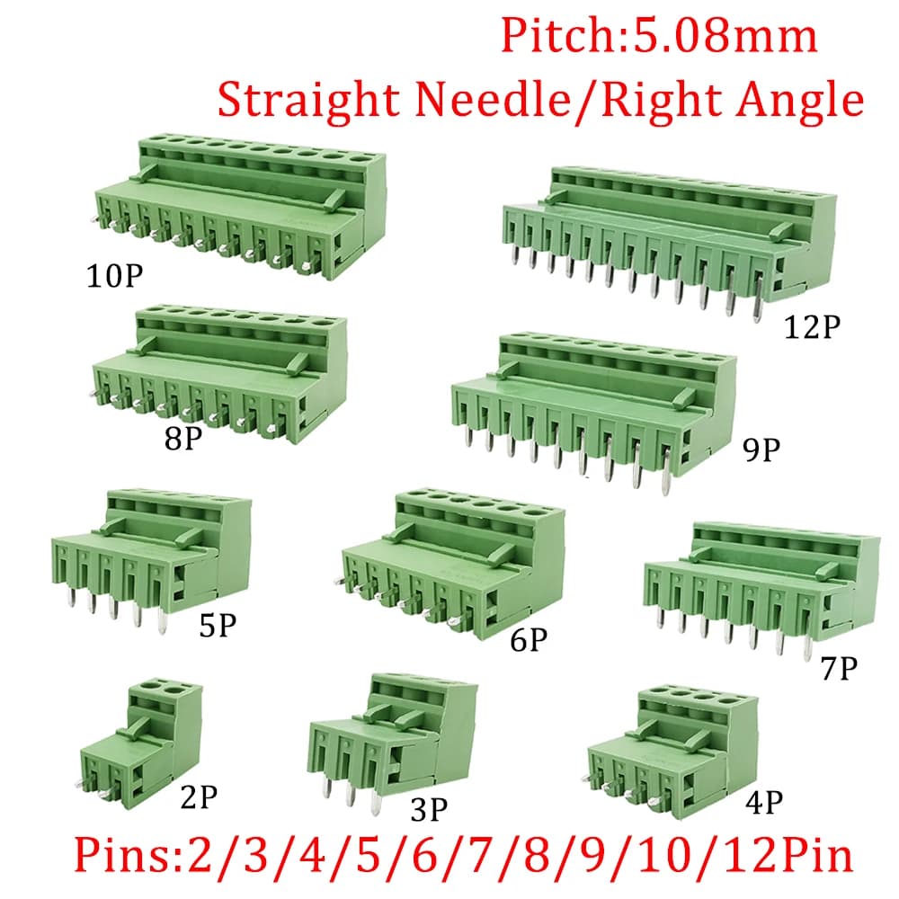 10/5 Pairs Pitch 5.08mm Terminal Block Connector 2EDG 5.08mm 2-12 Pin Pcb Screw Connector Terminal Block 2EDG Socket PCB Screw