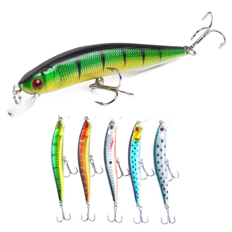 1 pz 10cm 8g Minnow Fishing Lure Laser Body 3D Eyes affondamento Wobbler Hard Crankbait Jerkbait Bass Pike Carp Fishing Pesca