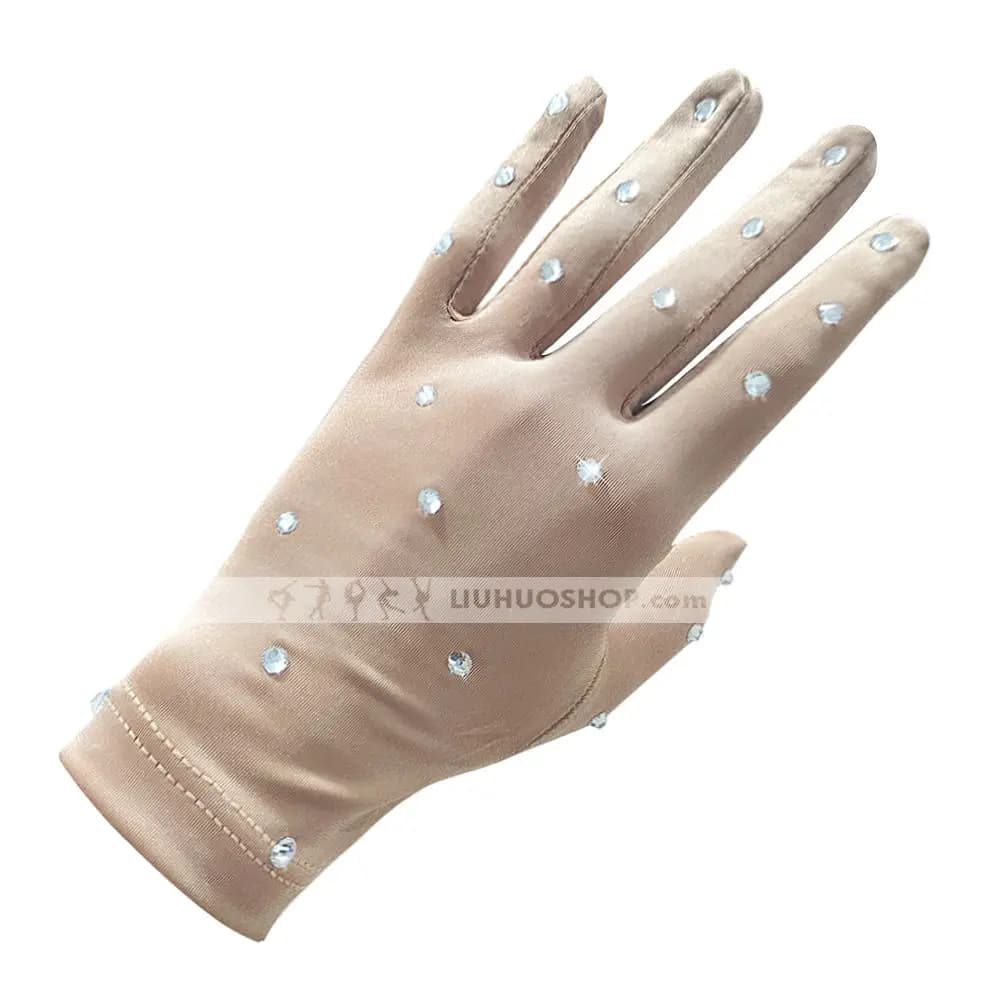 Guanti da pattinaggio artistico su ghiaccio guanti da pattinaggio per ragazze guanti in Lycra strass accessori da competizione per donne da allenamento per adulti