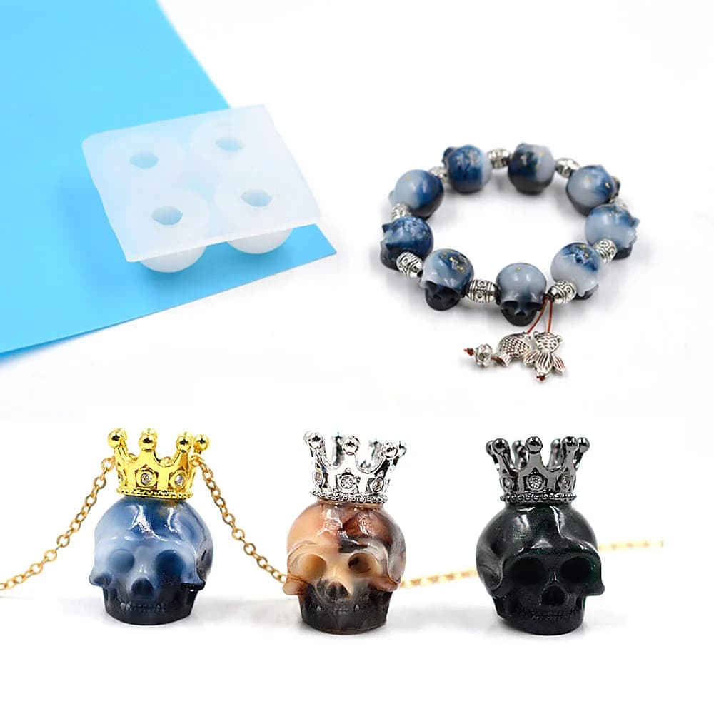 New 3D Silicone Mold Skull Mould Bead Dried Flower Silicone UV Resin DIY Clay Epoxy Resin Molds For Jewelry