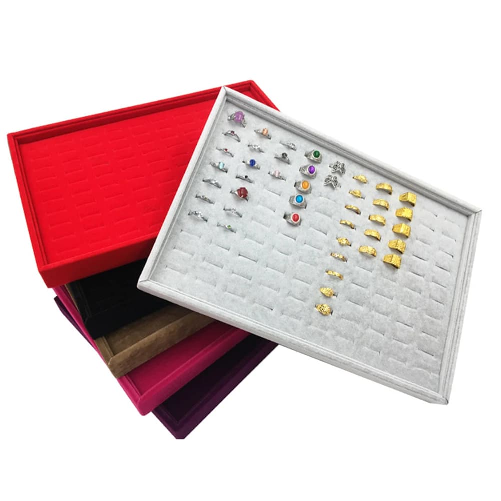 100 Slots Ring Display Storage Tray Jewelry Organizer Finger Rings Storage Tray Earrings Case DIY Jewelry Holder Ring Box