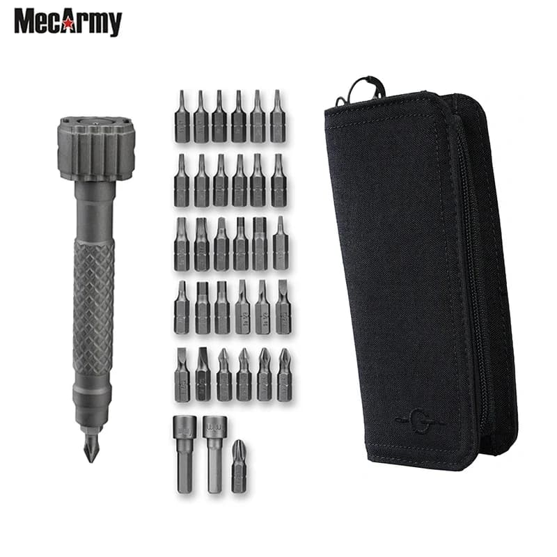 MecArmy SDG2 Portable TC4 Titanium Multifunctional screwdriver set comes 33 different screwdriver bits ,Nylon waterproof pouch