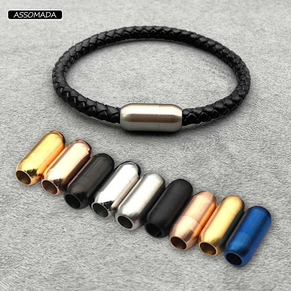 3/4/5/6/8mm chiusura magnetica in acciaio inossidabile per bracciale corda di vacchetta collana fibbia cordoncino di cuoio fermagli braccialetto creazione di gioielli