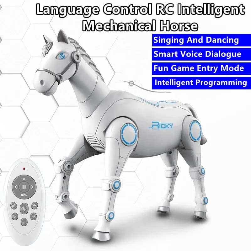 Cavallo Meccanico Intelligente RC con Controllo Linguistico, Giochi Divertenti, Canto e Danza, Simulazione Animale Telecomandata