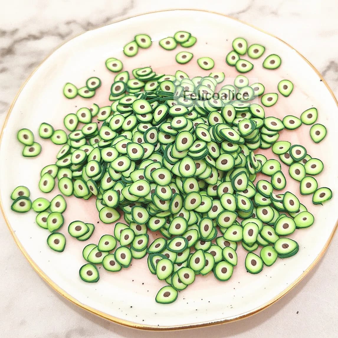 Nuovo 20g Melma di Riempimento Accessori FAI DA TE Mini Avocado Fette di Frutta Soffici Trasparente Melma Forniture Regalo Giocattolo Argilla Spruzza 5mm