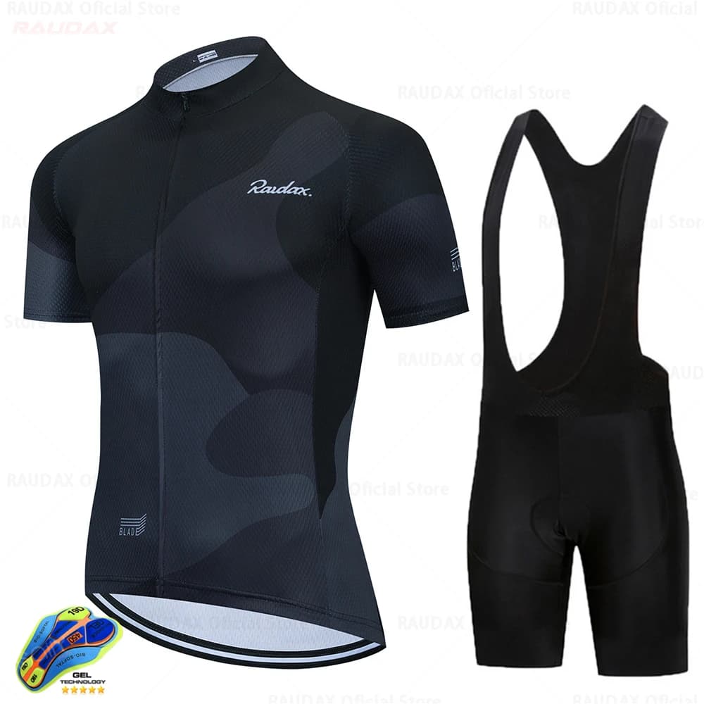 Maglia da ciclismo Set 2025 Team Raudax Bicicletta Manica corta Abbigliamento da ciclismo Bike Maillot Maglia da ciclismo Pantaloncini con bretelle da uomo Ciclismo