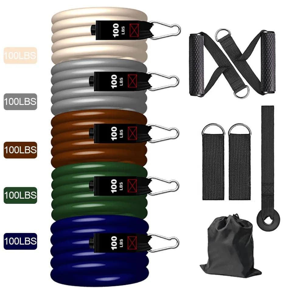 GOBYGO 11 pcs/set 500LBS resistance bands Crossfit Gym Portable Sports Bodybuilding Equipment for Fitness Fitness Stretch Cord Unisex