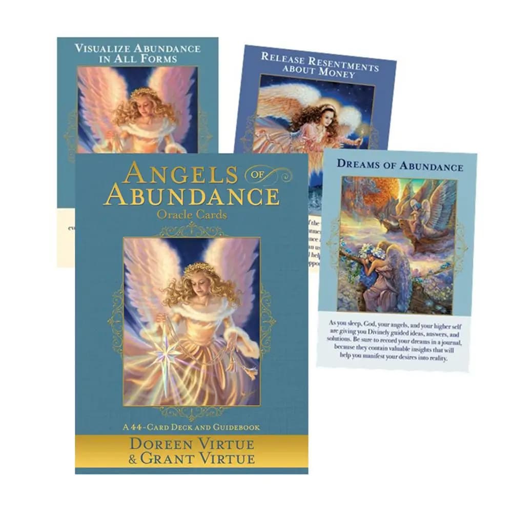 Nuovi angeli dell'abbondanza Carte Oracle Guida PDF Carta dei tarocchi Amico inglese Famiglia Giocattoli per feste Carte da gioco da tavolo