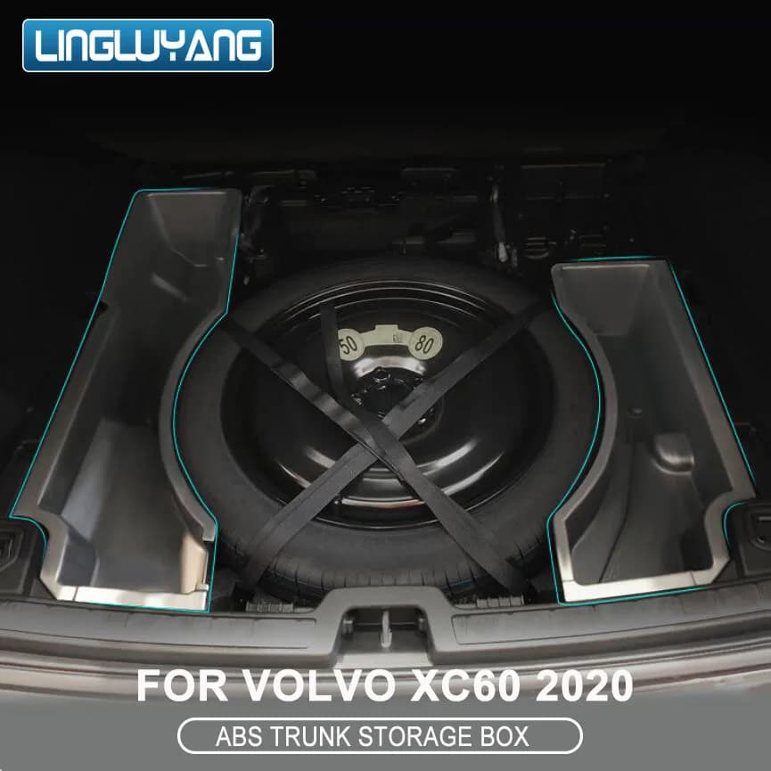 Per Volvo xc60 2018 2019 2020 2021 2022-23 box di stoccaggio tronco di xc60 pneumatico di ricambio scatola di immagazzinaggio materiale ABS/affollamento accessori auto