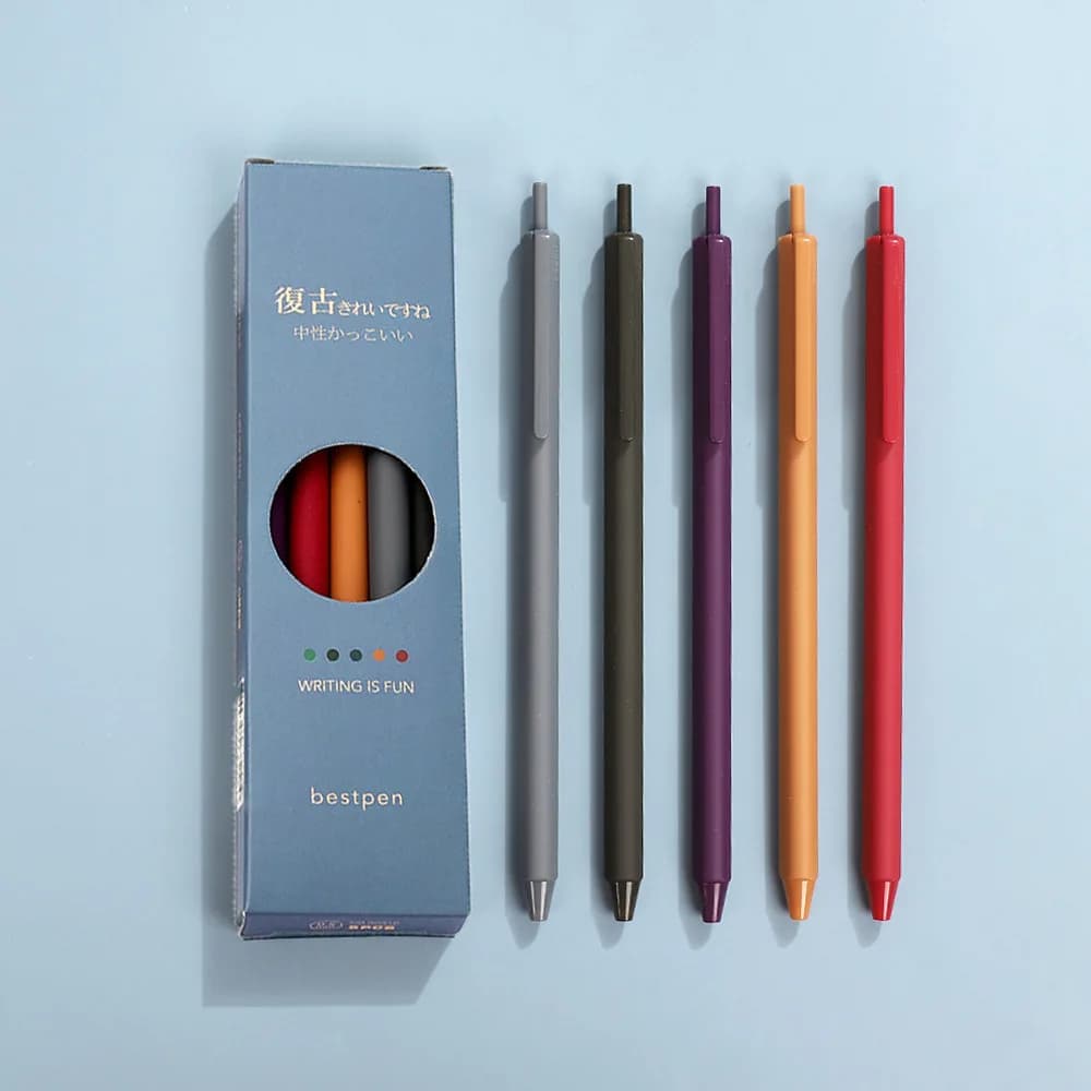 Penne Gel colorate retrò Morandi retrattili 0.5mm penne a punta Fine rosso scuro/nero/marrone/blu grigio per il diario