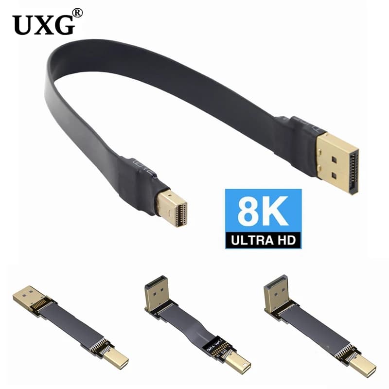 Cavo Displayport 1.2 8K 144Hz Mini DP1.2 60HZ 4K Mini DisplayPort per cavo piatto Dispalyport Vesa compatibile HBR3 4K/60Hz angolato
