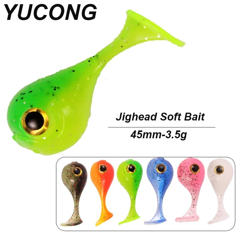 YUCONG 6PCS Jighead Esche Morbide 45mm-3.5g Esche Da Pesca In Silicone Gomma Vivida Swimbait Crankbait Wobblers Bass Micro Isca Pesca