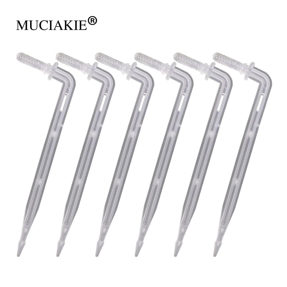 MUCIAKIE 50PCS curva trasparente freccia 4/7mm gocciolatore impianto curvo irrigatori giardino Micro irrigazione connettori
