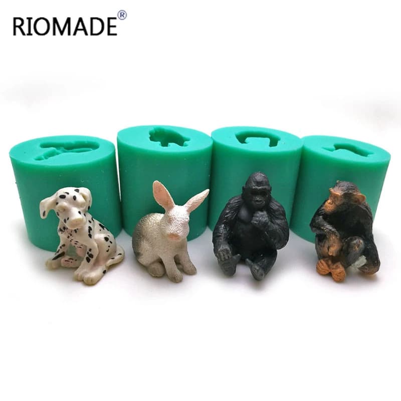 Stampo in silicone per cani maculati in 4 stili Strumenti per decorare animali Coniglio Scimmia Gorilla Stampo per candele in gesso fatto a mano Ornamenti in resina