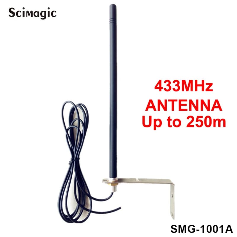 Antenna Esterna fino a 250m 433MHz per Telecomando Cancello Garage, Amplificatore di Segnale Radio Wireless 433.92 MHz con Cavo RG174 da 2m
