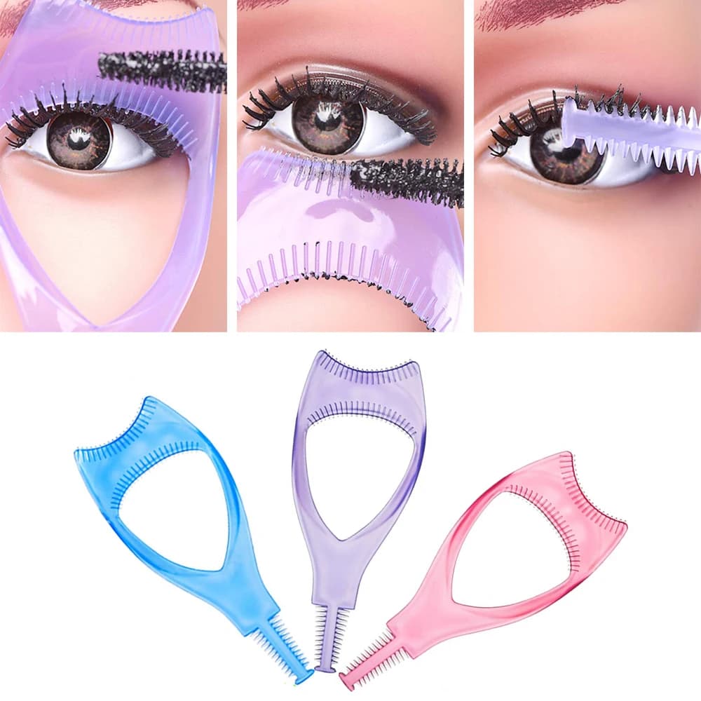 3 In 1 trucco Mascara Shield Guard Eye Lash Mascara applicatore pettine ciglia Curling trucco pennello bigodino strumenti cosmetici