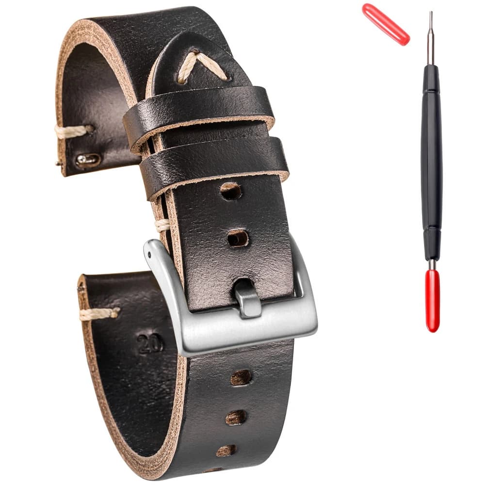 Women's Horween Chromexcel Women's Quick Release Hemsut Leather Watch Strap Soft Vintag 19 20 21 22MM