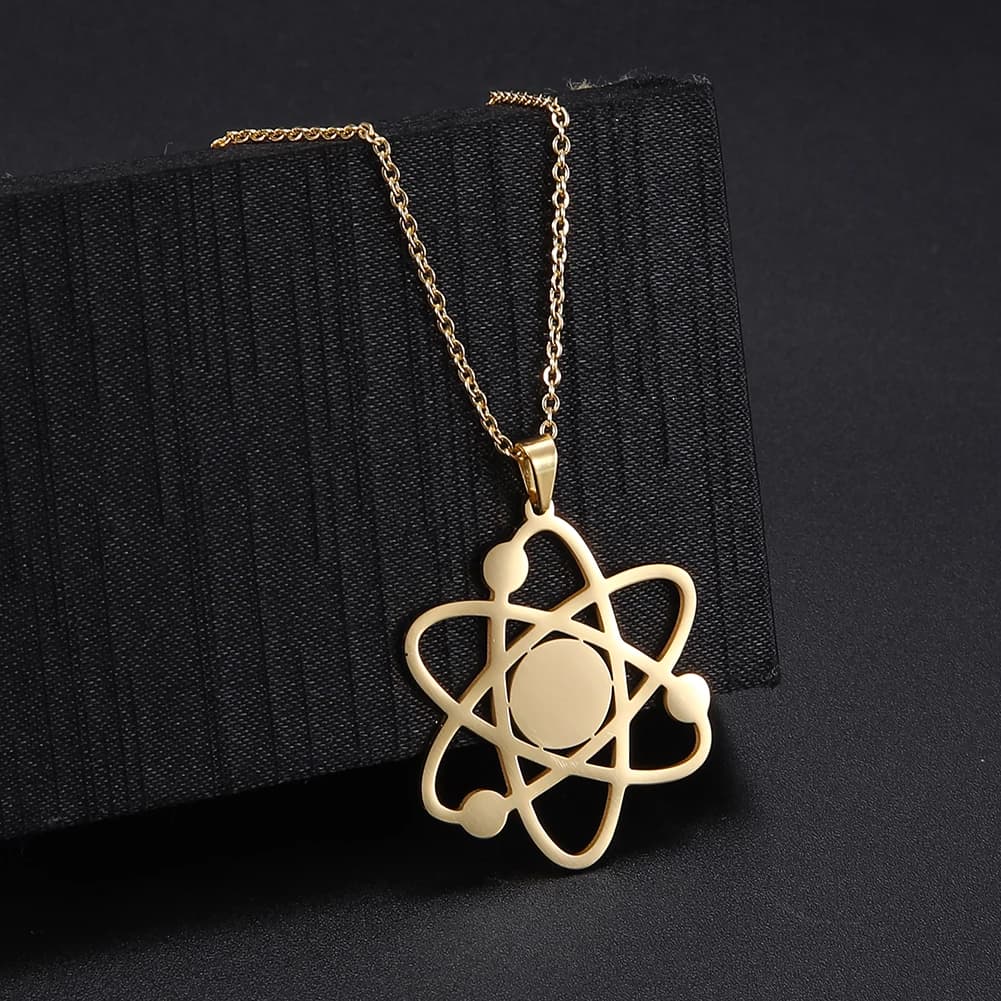 Teamer The Bigbang Theory Atom Galaxy Planet Necklace with Stainless Steel Strap Star Universe Science Jewelry for Women