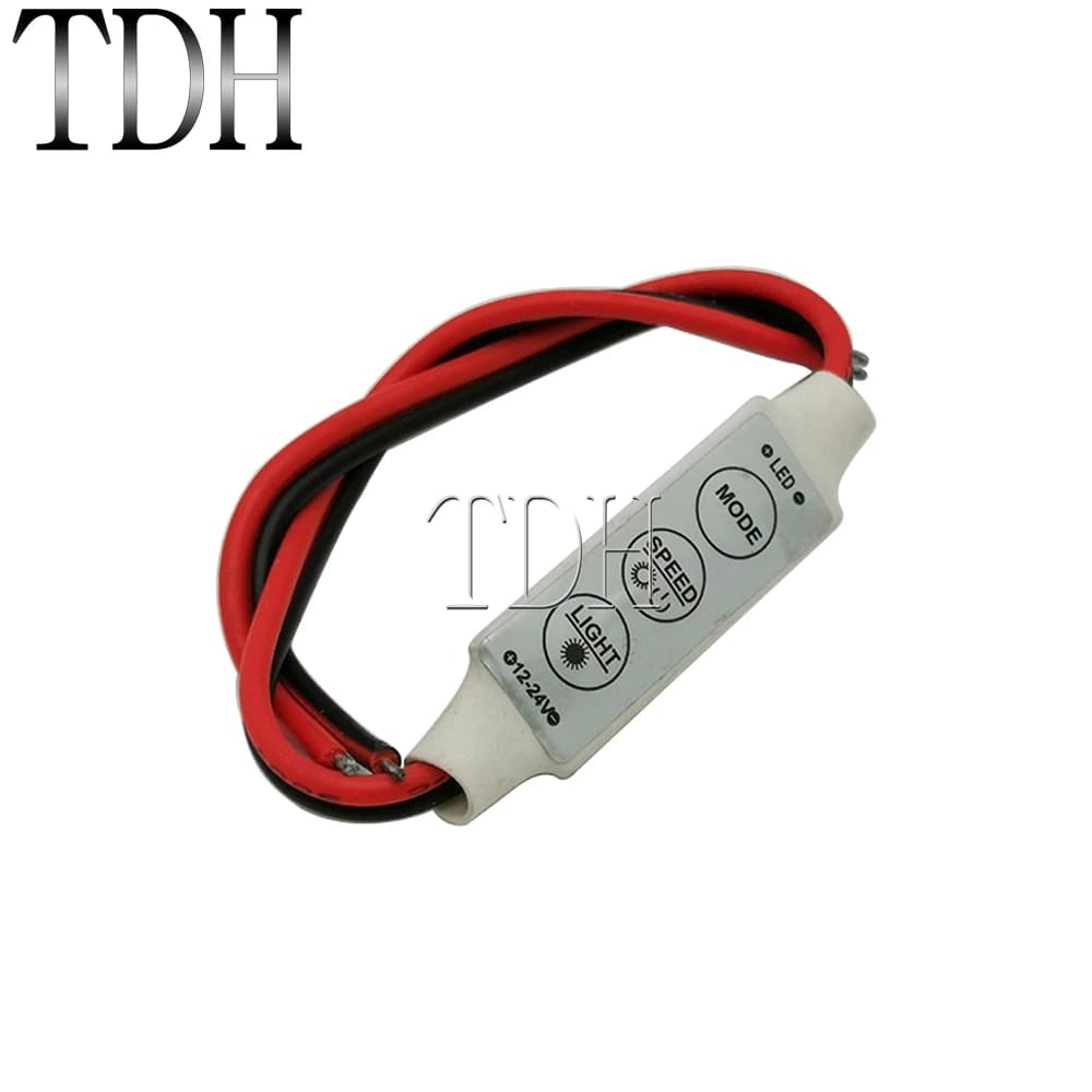 1 PC LED Strip Light Controller switch 12V DC Mode / Adjust Speed / Light 3 Key Button Memory Start Wired Control Module