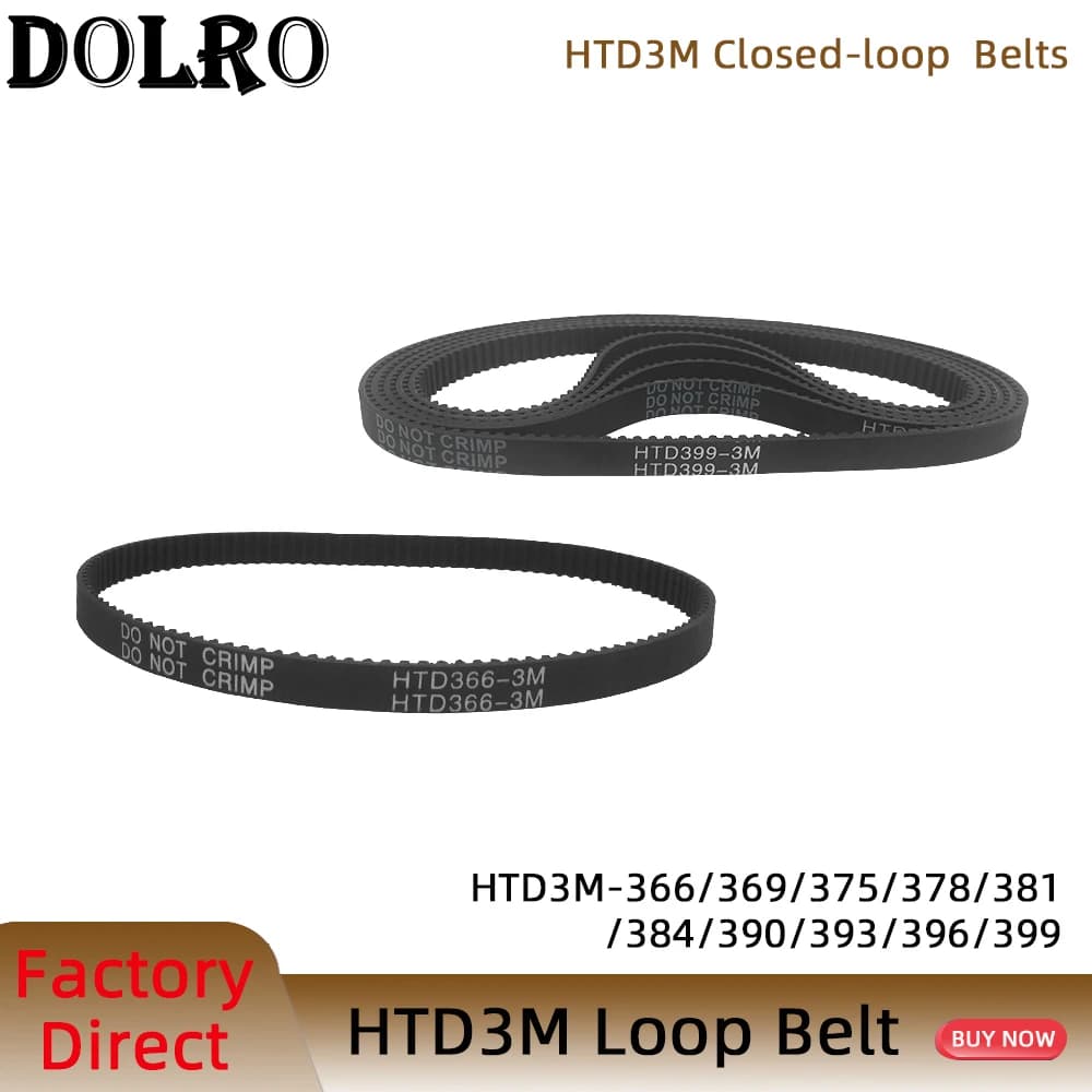 Arc HTD 3M Cinghia dentata C=366 369 375 378 381 384 390 393 396 399 larghezza 6/9/10/12/15/20mm Passo sincrono ad anello chiuso in gomma 3mm