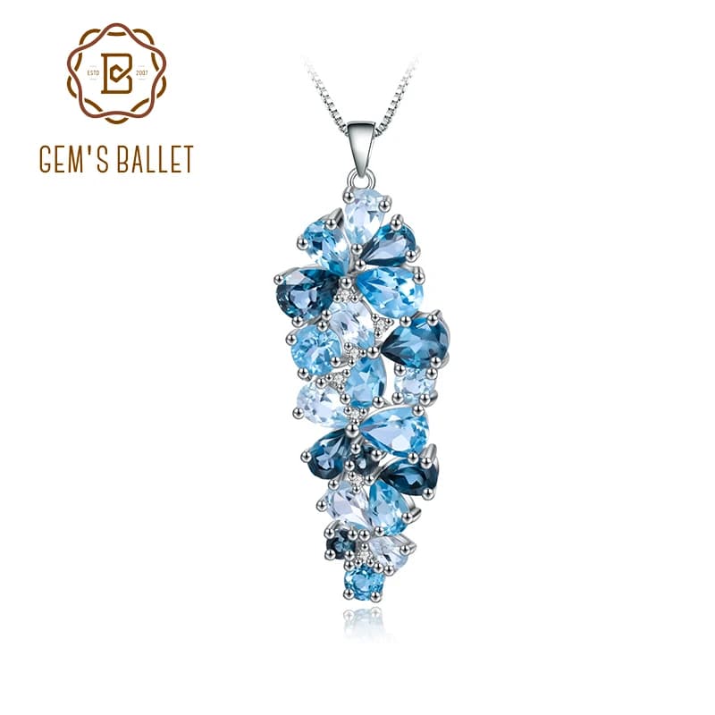 GEM'S BALLET London Topazio blu Topazio blu svizzero Topazio azzurro cielo Mix Pendenti con pietre preziose per le donne Regalo Accessori di gioielli di lusso