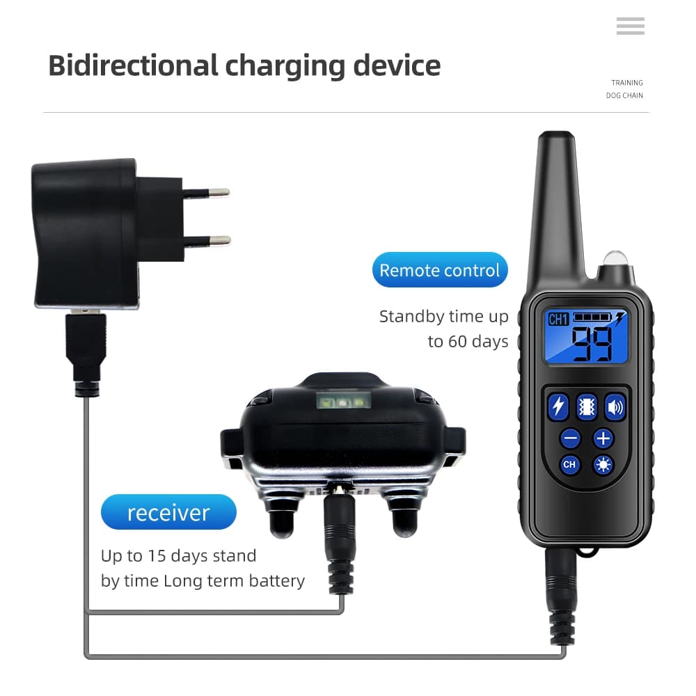 Collare elettrico per addestramento del cane da 800 m, telecomando per animali domestici, impermeabile, ricaricabile, con display LCD, per suoni di vibrazioni antiurto di tutte le dimensioni