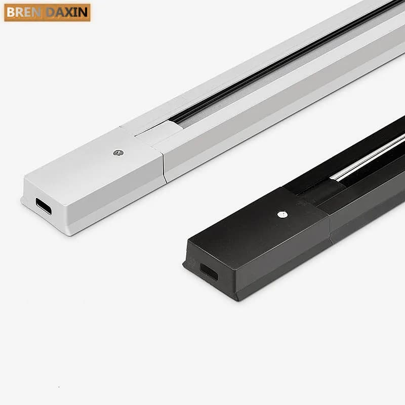 Binario LED da 0,5m/1m per illuminazione a striscia, per negozi di abbigliamento, pareti di fondo, sistema a 2 fili in alluminio, binario per faretti COB, guida per faretti.