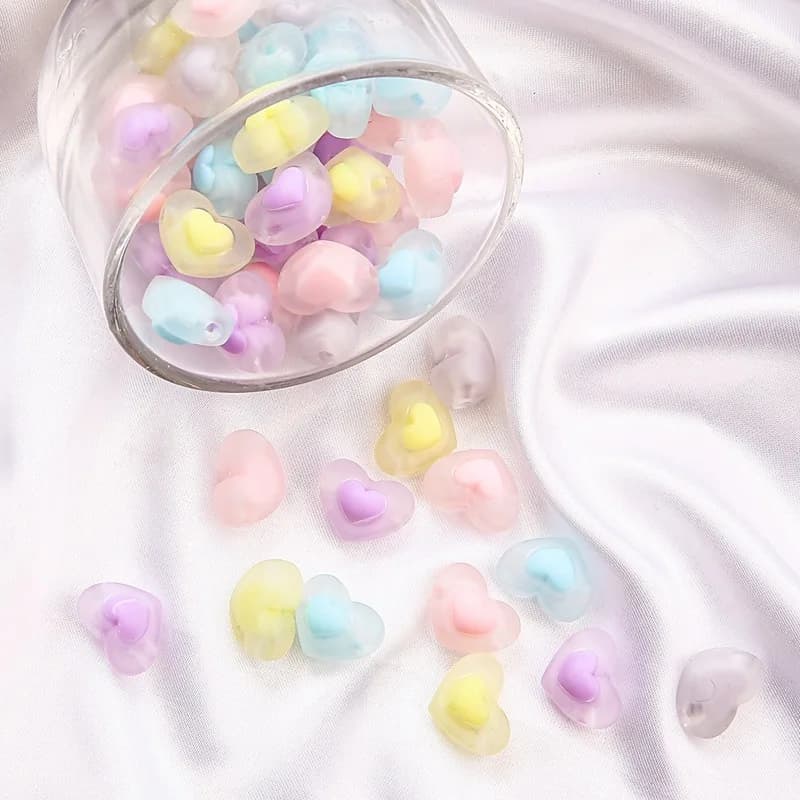 20pcs 17x13x9mm perline distanziate acriliche perline cuore trasparente per creazione di gioielli fai da te ragazza collana orecchini clip accessori