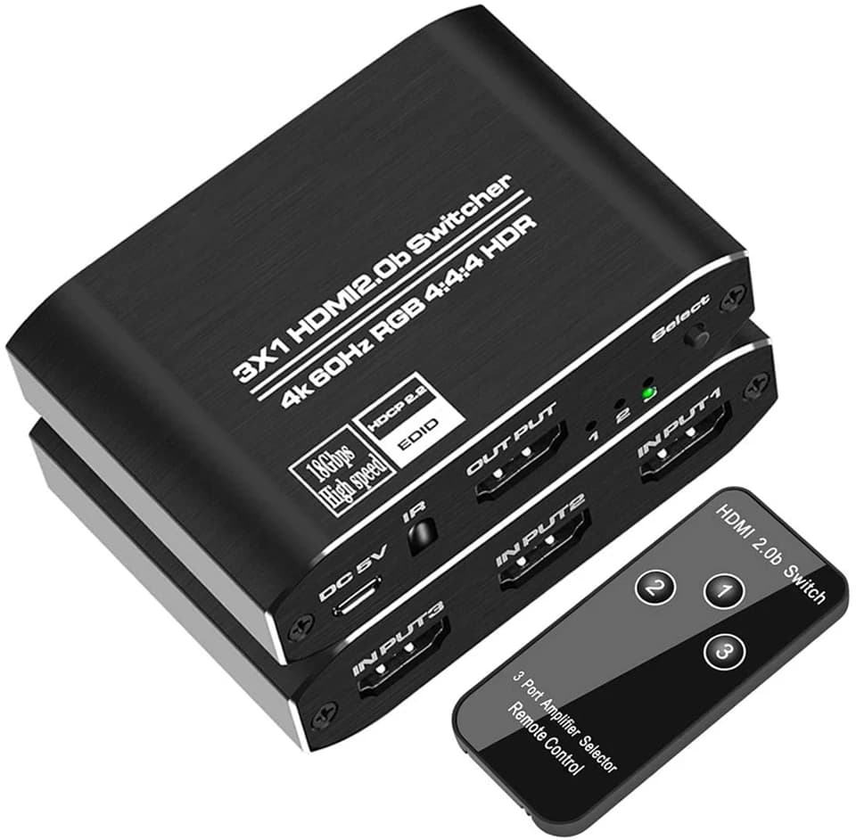 Navceker Switch HDMI Mini 4K 60Hz a 3 Porte 2.0, Splitter HDMI 4K, Hub 3 in 1 Out 1080P HDR per DVD HDTV Xbox PS3 PS4