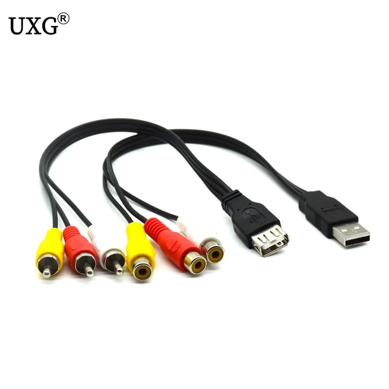 1pc USB Spina Maschio A 3 RCA Femmina Adattatore Convertitore Audio Video AV A/V Cavo USB A RCA Cavo Per HDTV TV Televisione Cavo