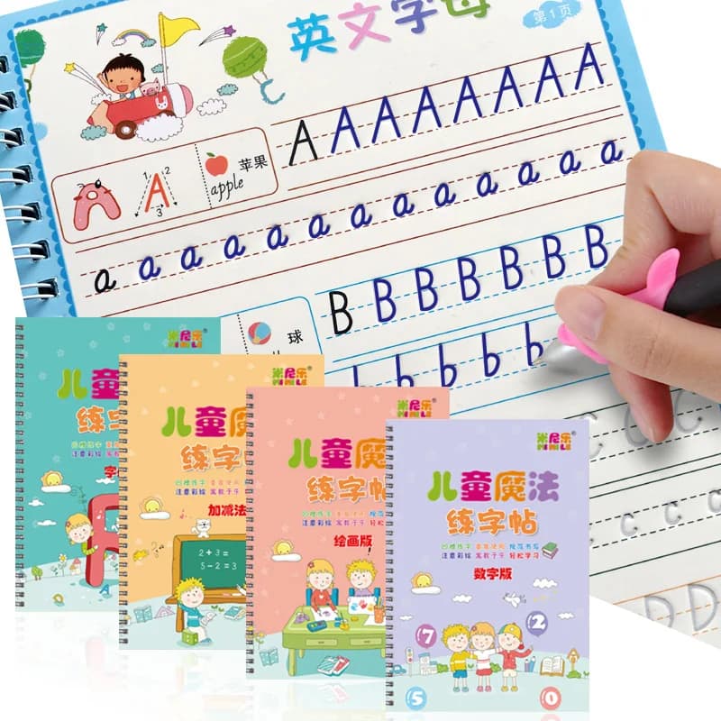 4 Books/set Learning Numbers In English Painting Practice Art Book Baby Copybook For Calligraphy Writing Kids English Lettering