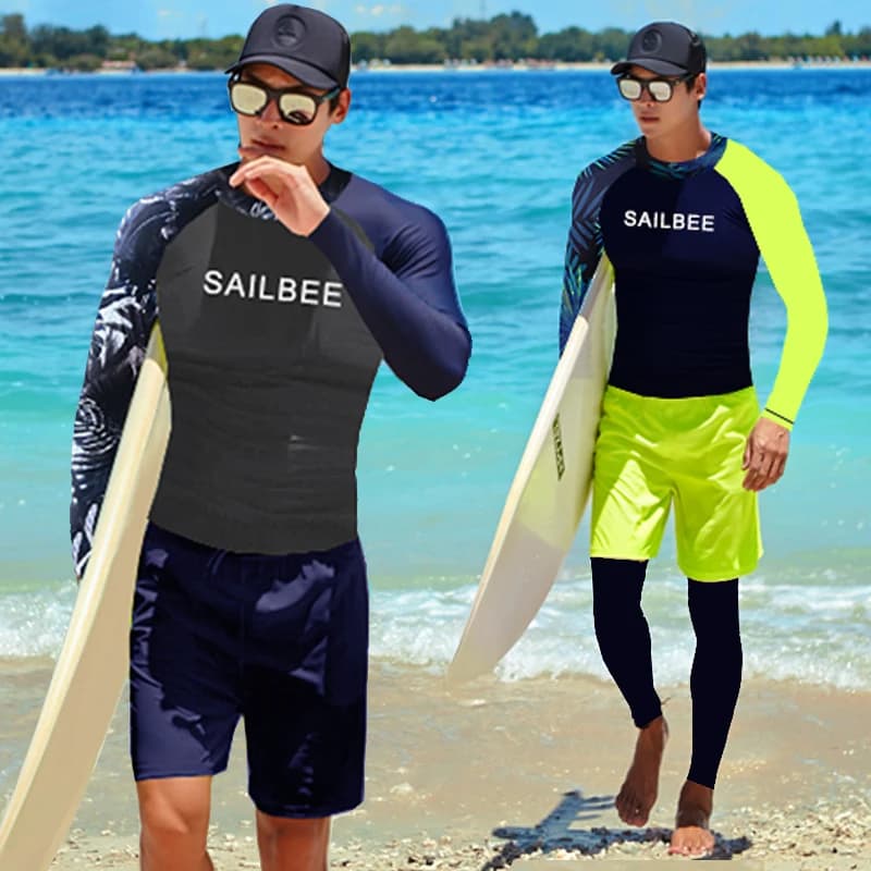 SAILBEE Man UV Protection Swimwear Long sleeves Swimwear Man Rashguard Surf Rash Guard Surf Shirt for Swimming Sailing Drop Ship