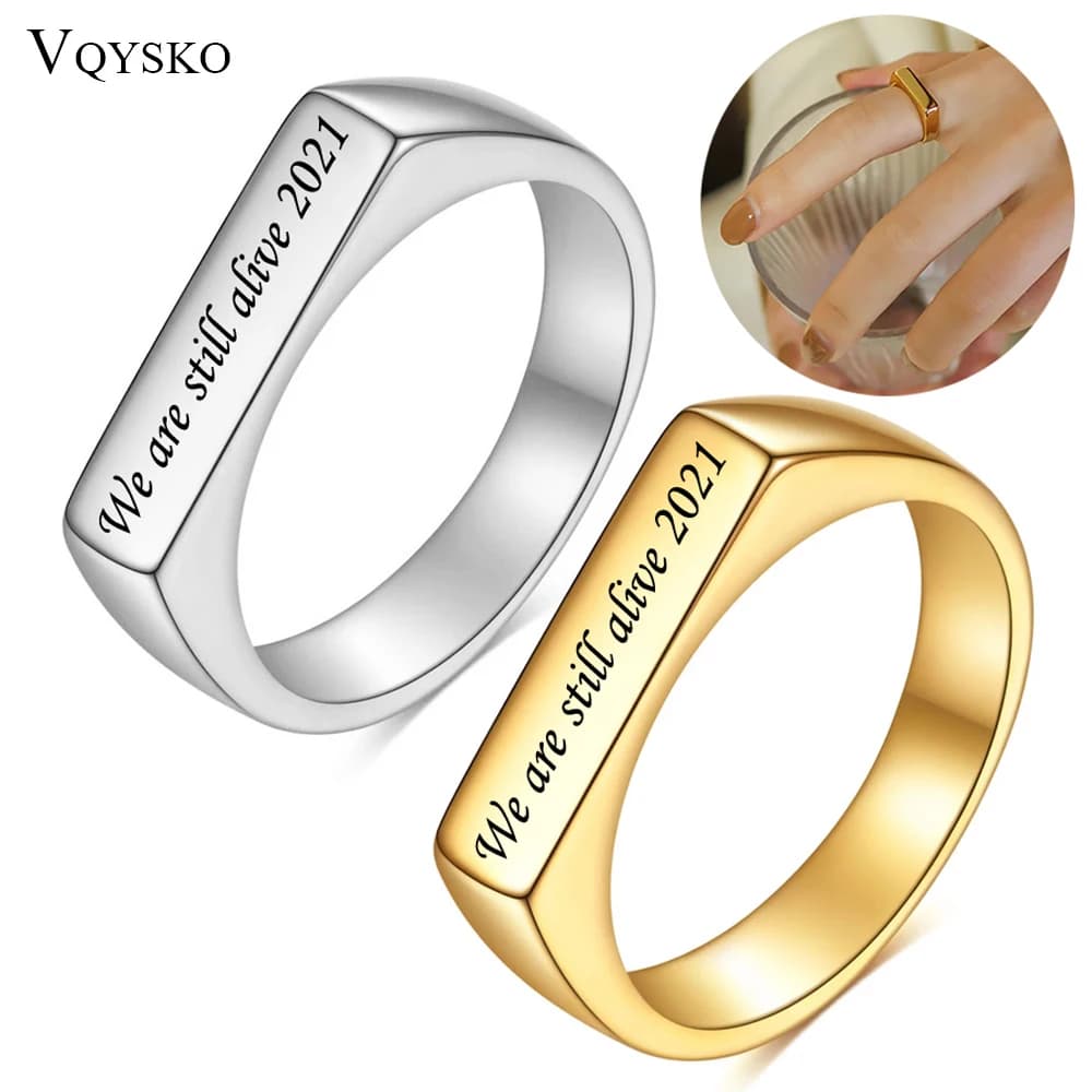 Anelli con testo personalizzato con nome personalizzato di tendenza per le donne Gioielli incisi in acciaio inossidabile Regali per l'anniversario Accessori all'ingrosso