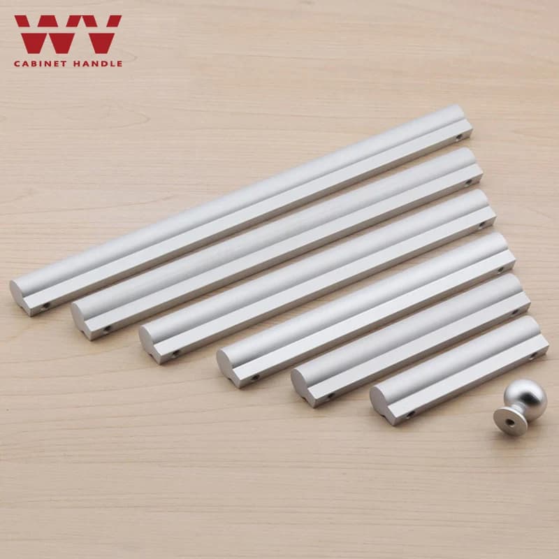 WV maniglie rotonde minimalista argento armadio da cucina stoccaggio 64mm-224mm comò manopole per porte cassetto porta singolo foro tira Hareware armadio da cucina stoccaggio