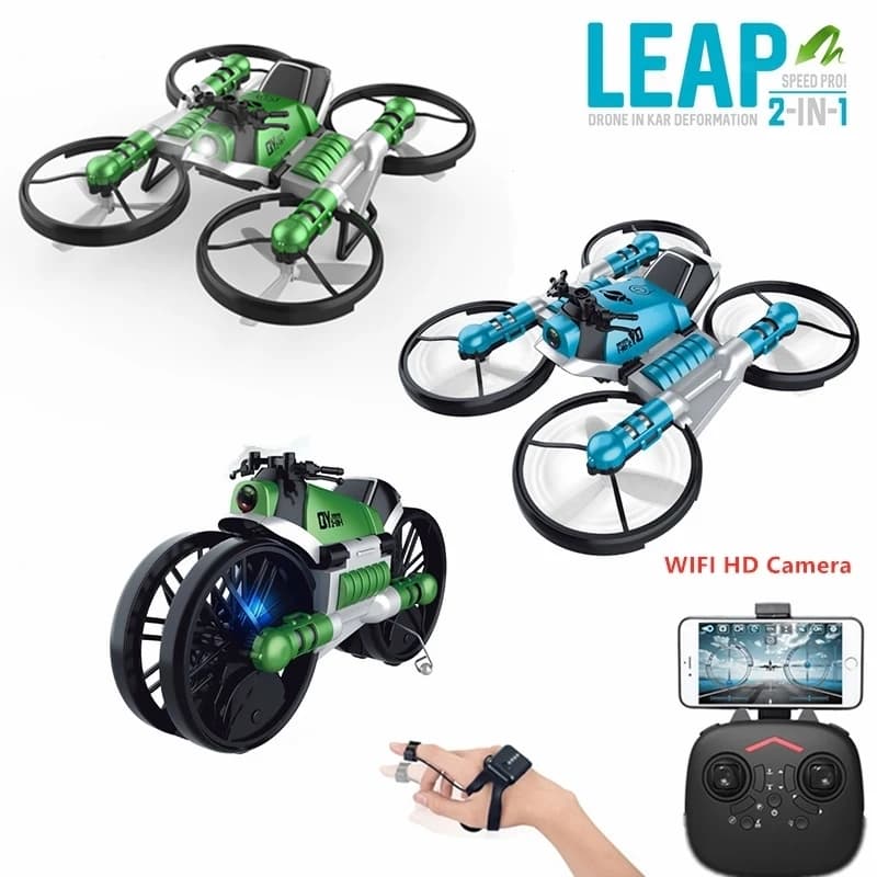 Land Air Dual Mode 2In1 Deformation RC Drone 2.4G 4K HD Camera Altitude Hold Smart Hover Watch Control RC Quadcopter Motorcycle