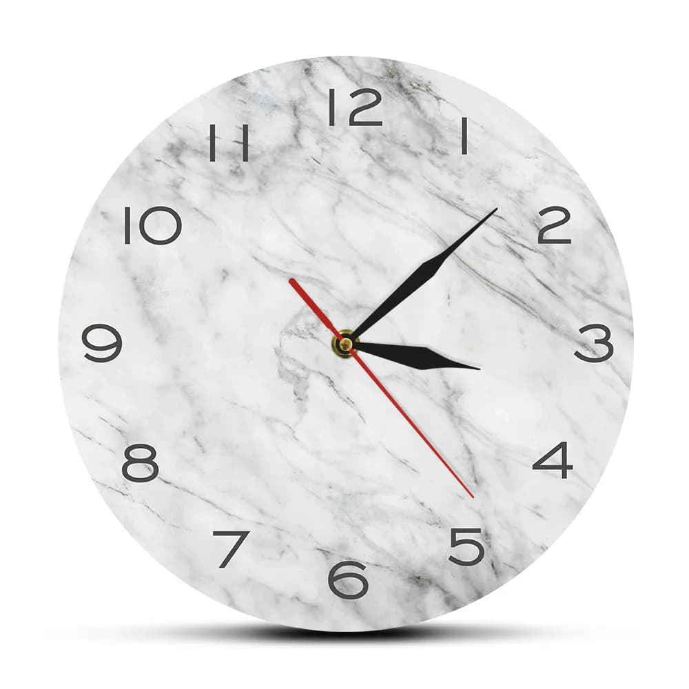 Orologio da parete con stampa texture in marmo bianco grigio dal design moderno Orologio da parete silenzioso senza ticchettio Orologio da parete per soggiorno da cucina Decorazioni per la casa